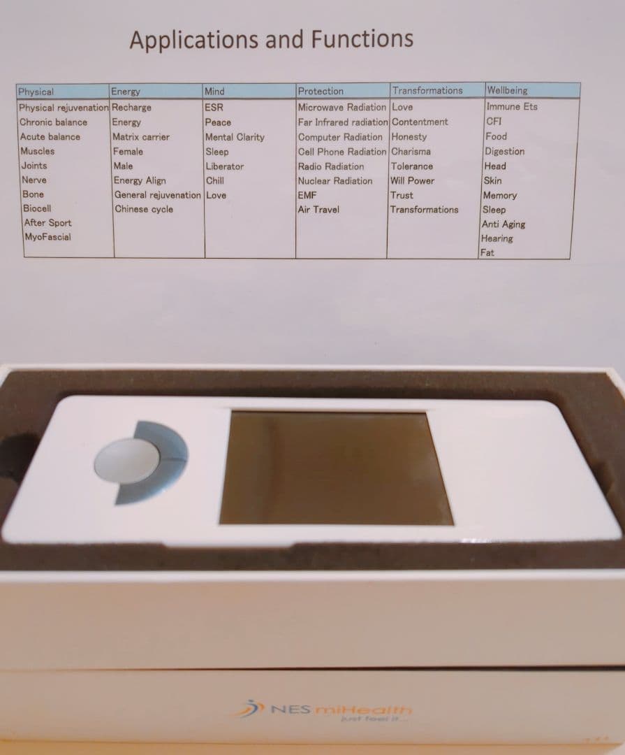 【中古美品】NESマイヘルス　波動ヒーリング　情報療法デバイス　詳細チャート付き