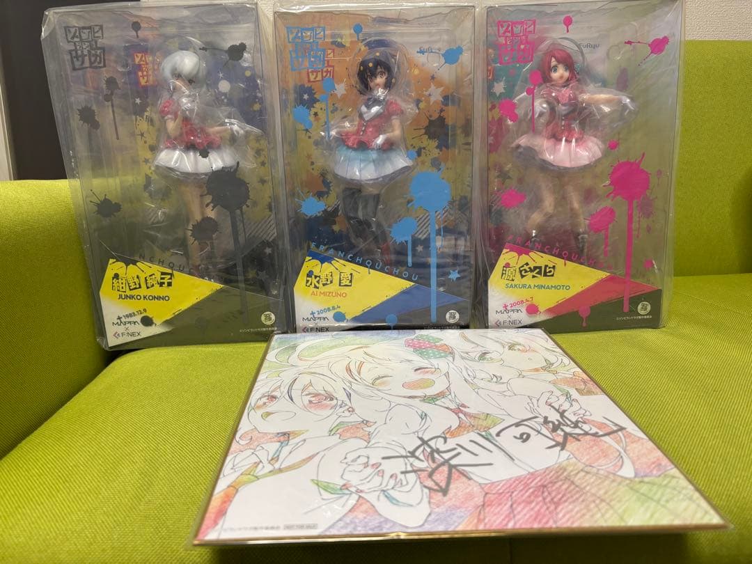 ゾンビランドサガ　1/7フィギュア　源さくら/水野愛/紺野純子　サイン色紙付