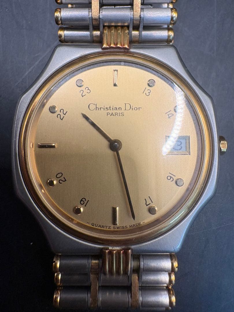 アンティークChristian Dior クォーツ腕時計 ゴールド/シルバー