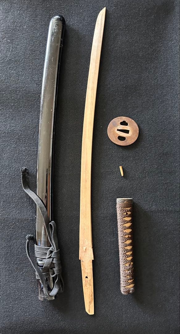 刀装具　 脇差　拵え　銅地鍔　鳥図目貫　時代 武具　 骨董　古美術　現状C