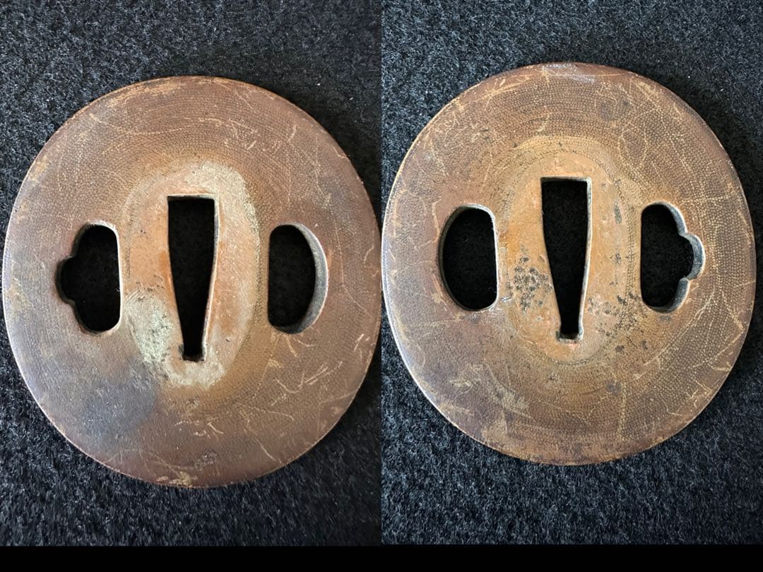 刀装具　 脇差　拵え　銅地鍔　鳥図目貫　時代 武具　 骨董　古美術　現状C