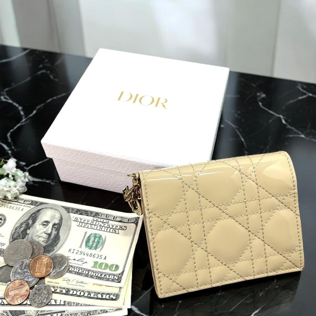 ✨正規品＆極美品‼️✨ レディ ディオール コンパクト カナージュ 二つ折り財布
