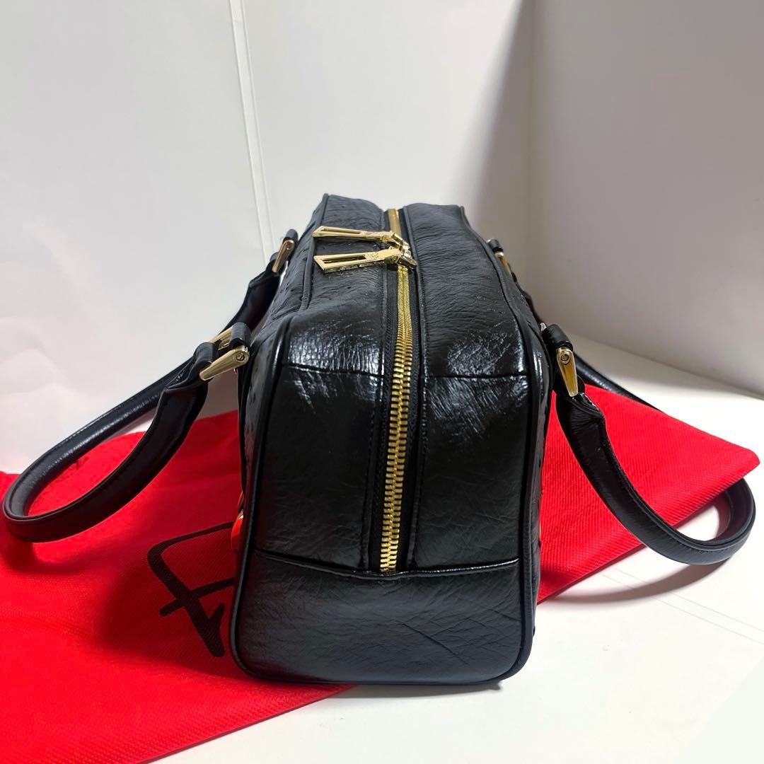 オーストリッチ　ボストンバッグ　〔ファルチニューヨーク〕ミニボストンバッグ