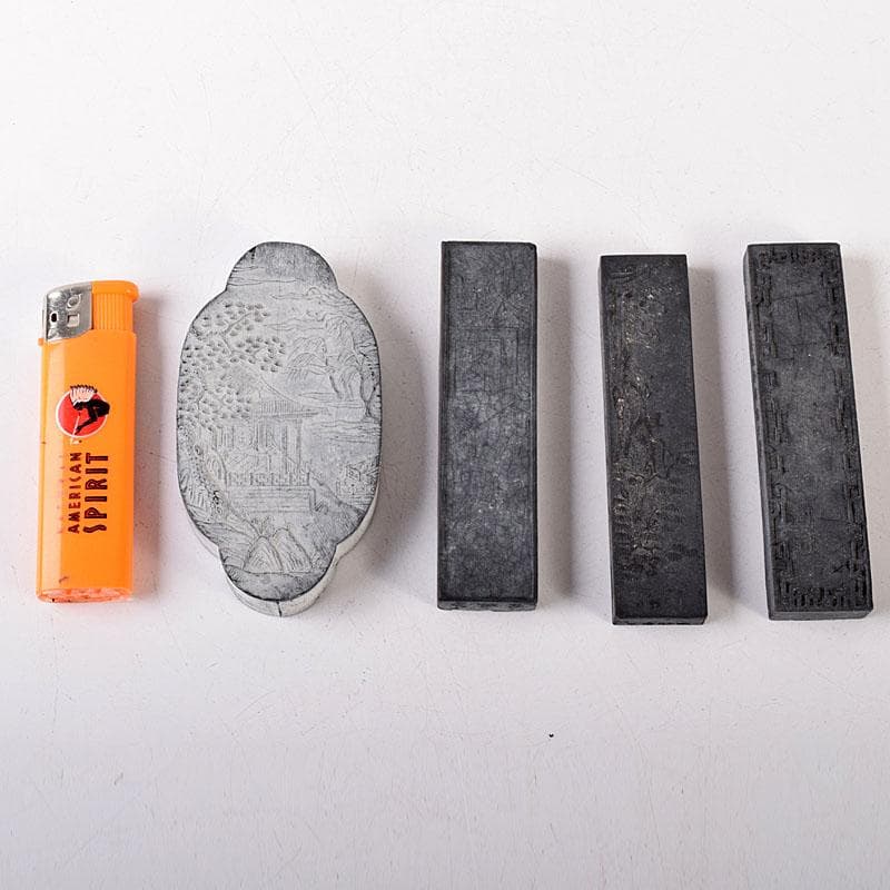 中国　書道具　徽州休城胡開文製　敬勝斎蔵墨など　古墨　徽墨　4点　V　R8051