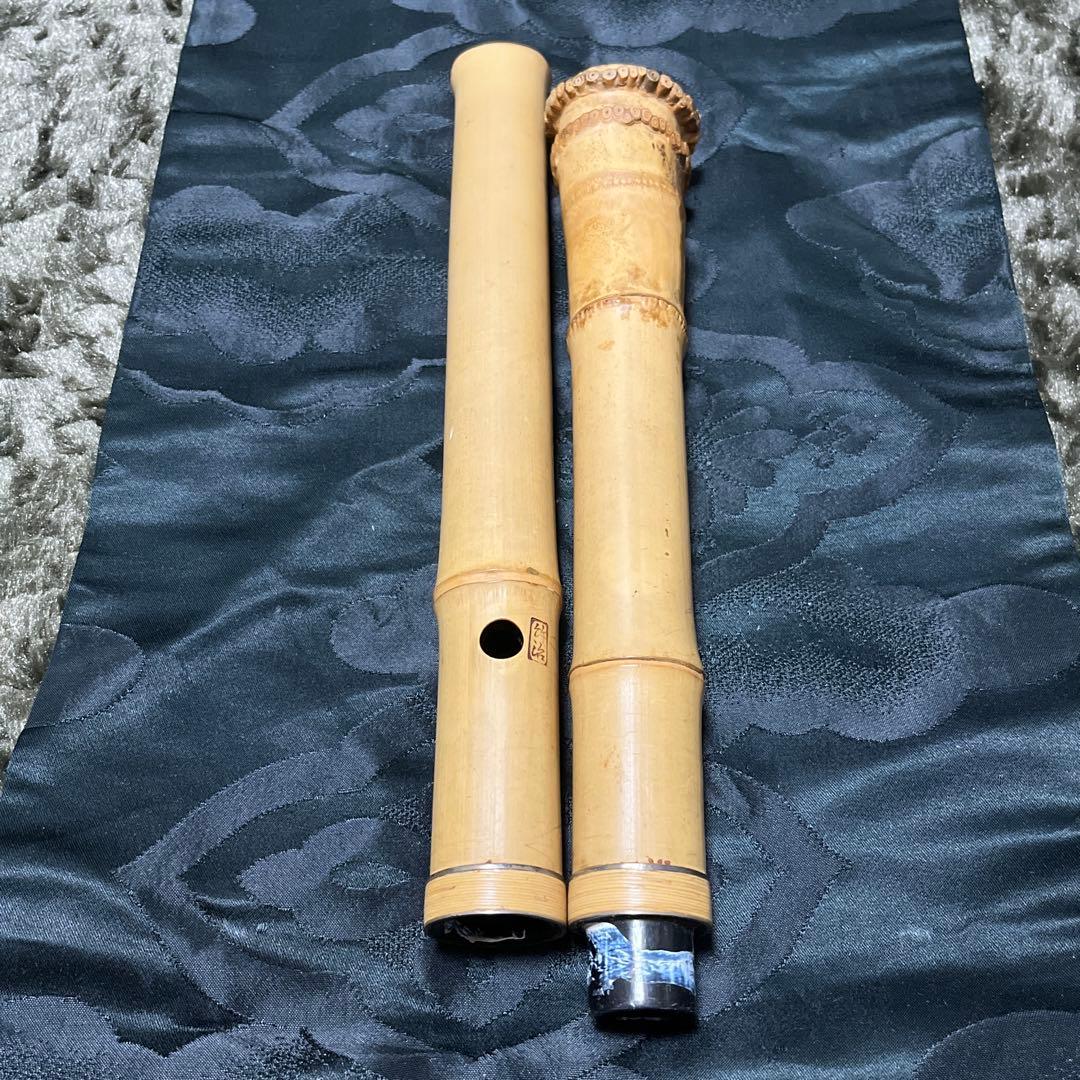 尺八 琴古流 在銘 竹治 1尺9寸管 中継ぎ籐巻き銀三線 【音出し確認済み】