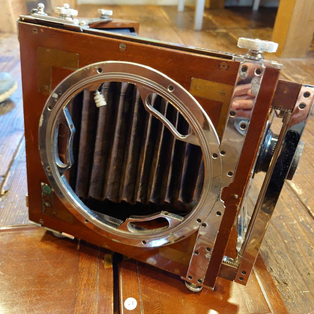 R.Konishi 木製 大判カメラ 蛇腹カメラ シャッター レンズ 三脚