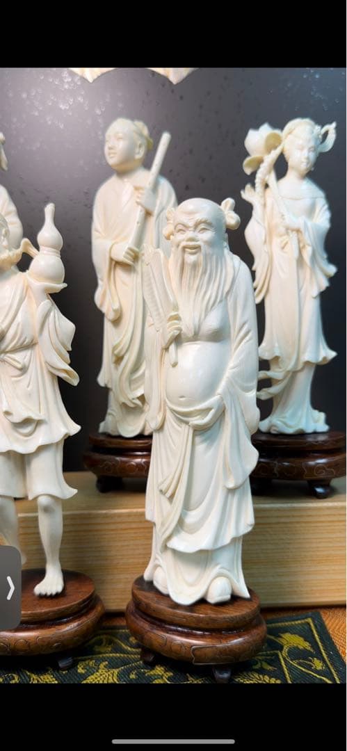 ぞうげ風，中国，置物，天然材質，八仙，