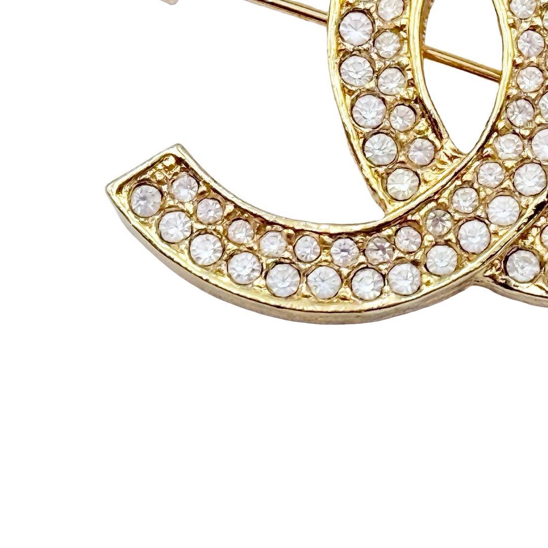 ⭐️極美品⭐️シャネル ピンブローチ ラインストーン ココマーク ゴールドGP