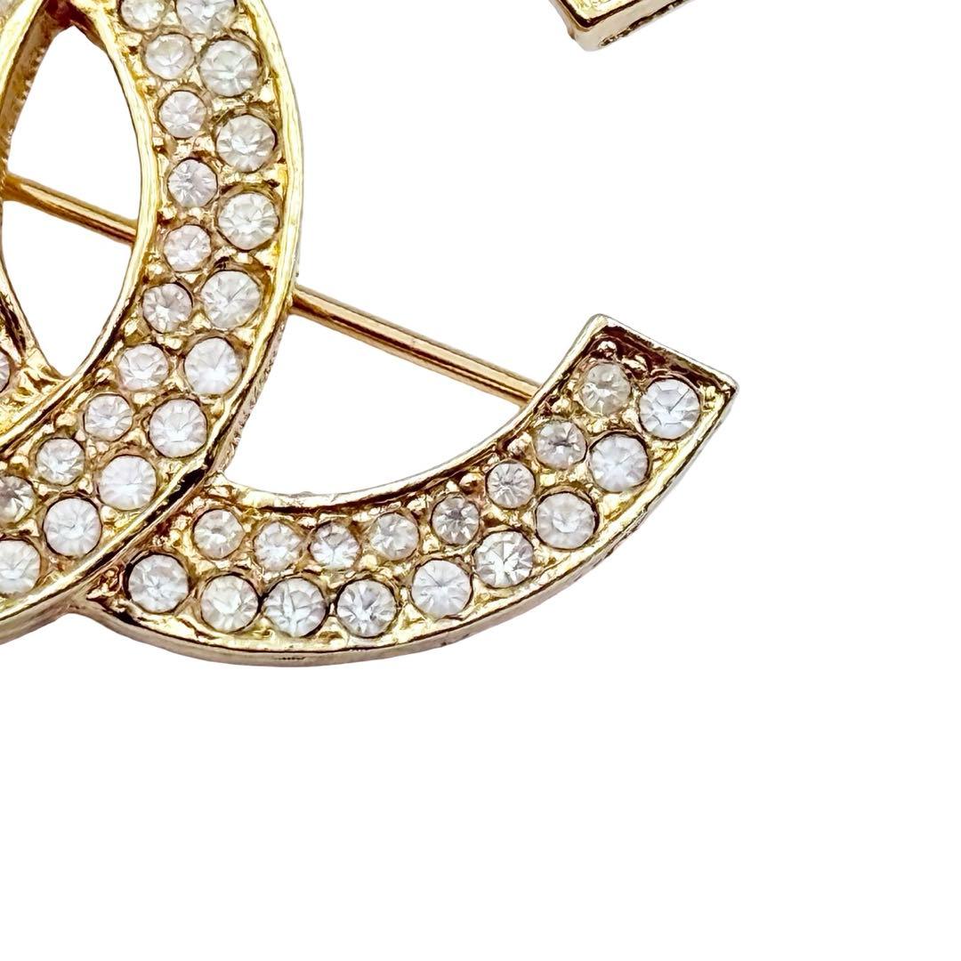 ⭐️極美品⭐️シャネル ピンブローチ ラインストーン ココマーク ゴールドGP