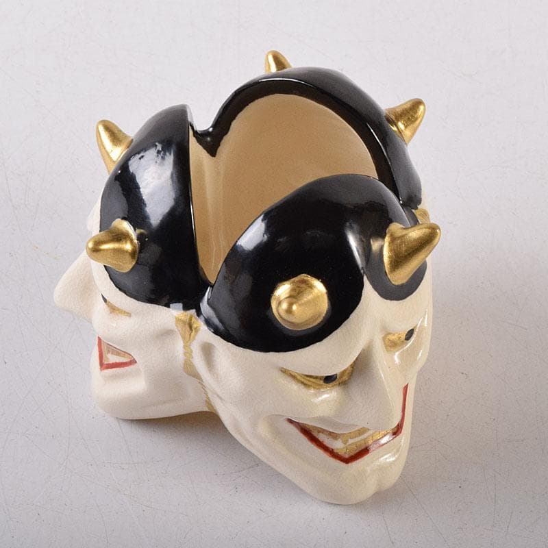 茶道具　京焼　紫翠窯　西村徳泉造　色絵　般若蓋置　共布共箱　V　8097