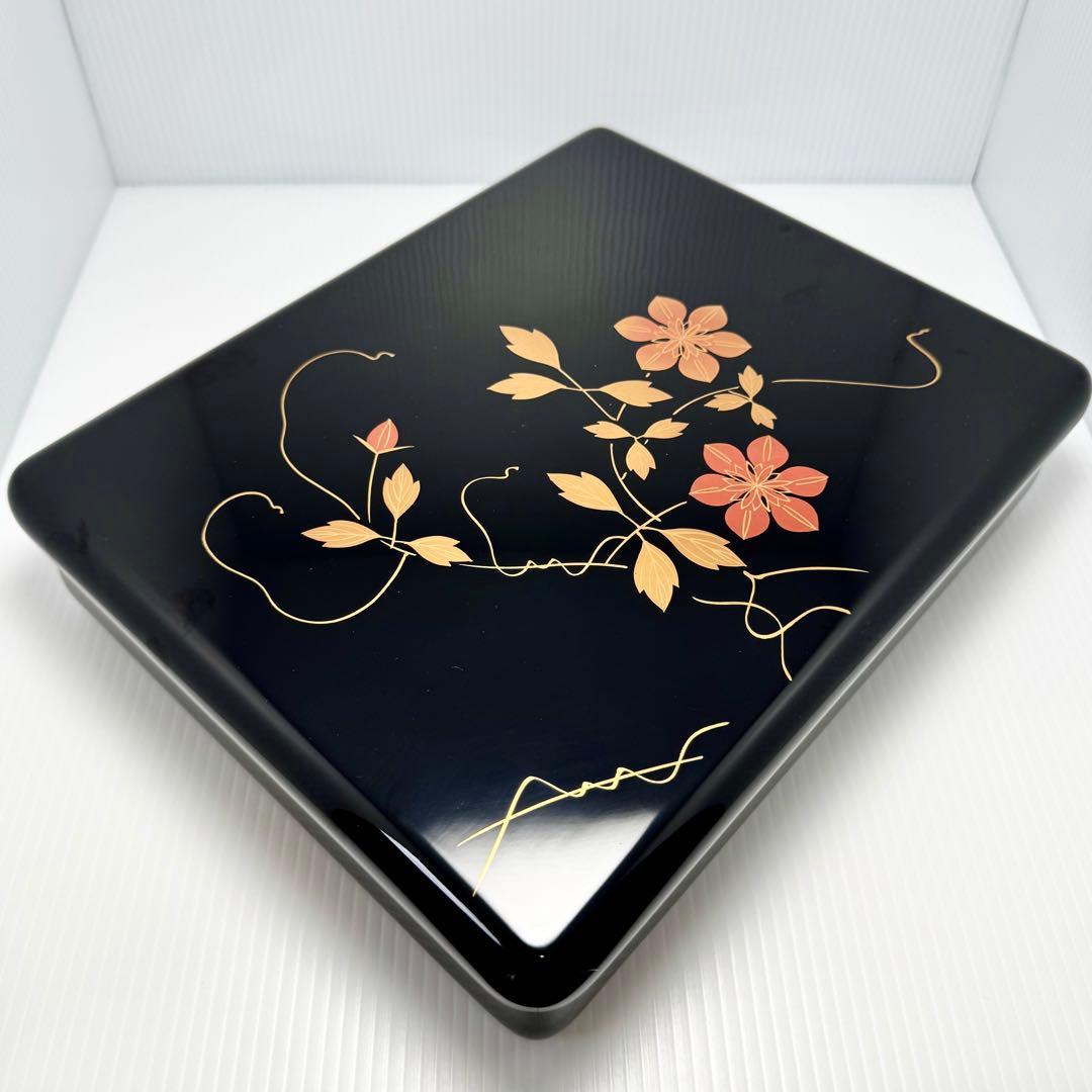 新品未使用 越前塗 漆器 漆 文庫 文箱 霧箱 説明書 箱 伝統工芸 黒 小物入