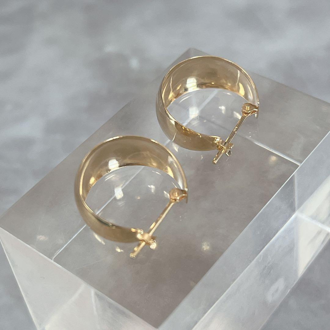 【34新品未使用】 月甲 K18YG ピアス フープピアス 刻印あり