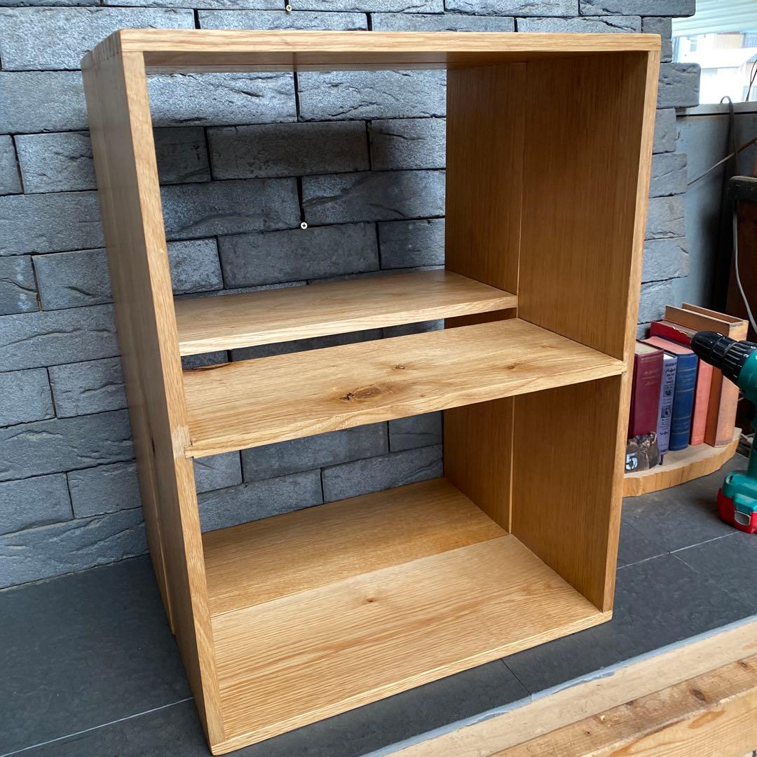 めるぱす様オーダー専用 ホワイトオーク木製ラック２段 2セット　アラレ組・蟻溝