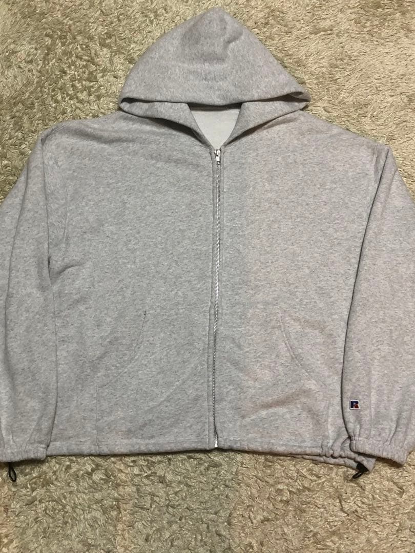 ラッセル　アスレチック　プロコットン　パーカー　ジップアップ　グレー　無地