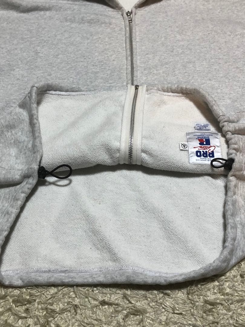 ラッセル　アスレチック　プロコットン　パーカー　ジップアップ　グレー　無地