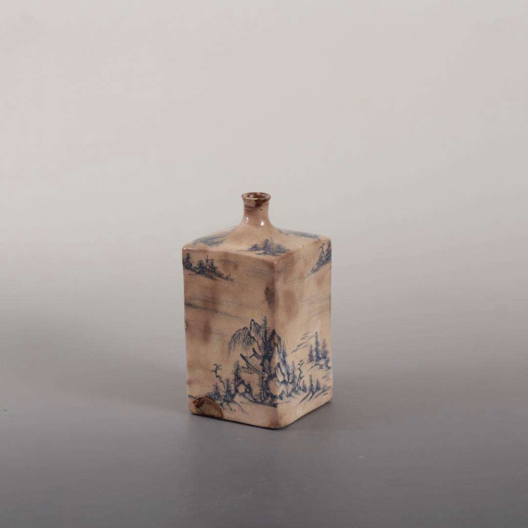 染付 角徳利 古美術 酒器 古道具 アンティーク 徳利