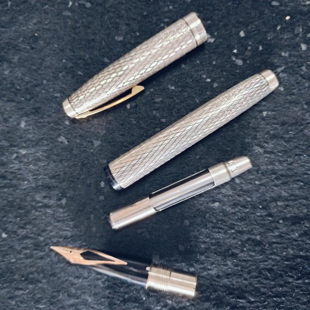 SHEAFFER シェーファー万年筆 14Kスターリングシルバー網目模様 USA