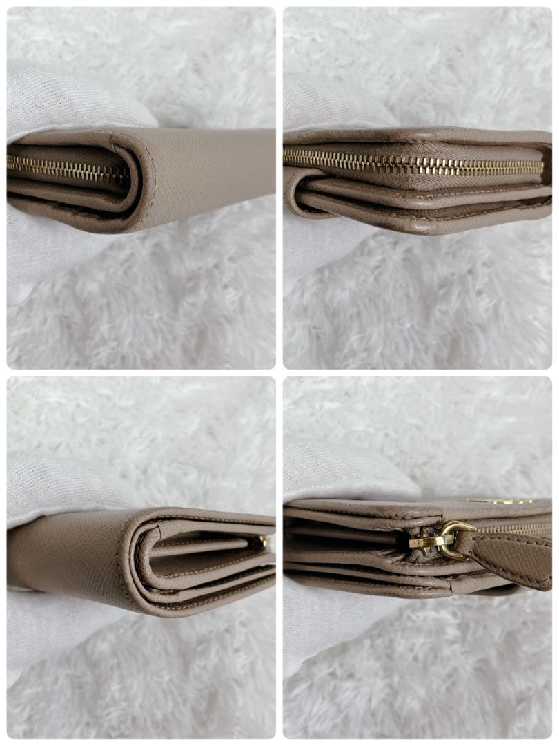 プラダ 1ML018 折り財布 L字ジップ サフィアーノレザー ピンクベージュ