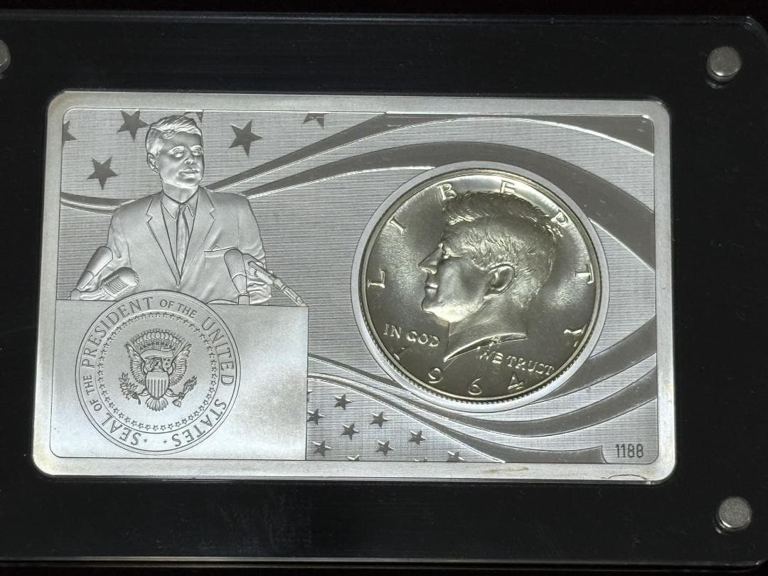 【新品】ケネディ大統領100周年記念　銀貨・銀プレート　セット