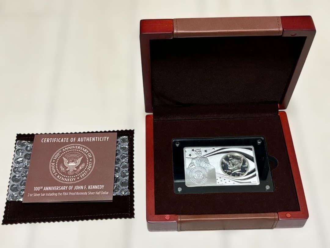 【新品】ケネディ大統領100周年記念　銀貨・銀プレート　セット