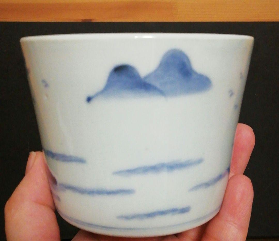 古伊万里　染付　蕎麦猪口　山水図　四客　食器