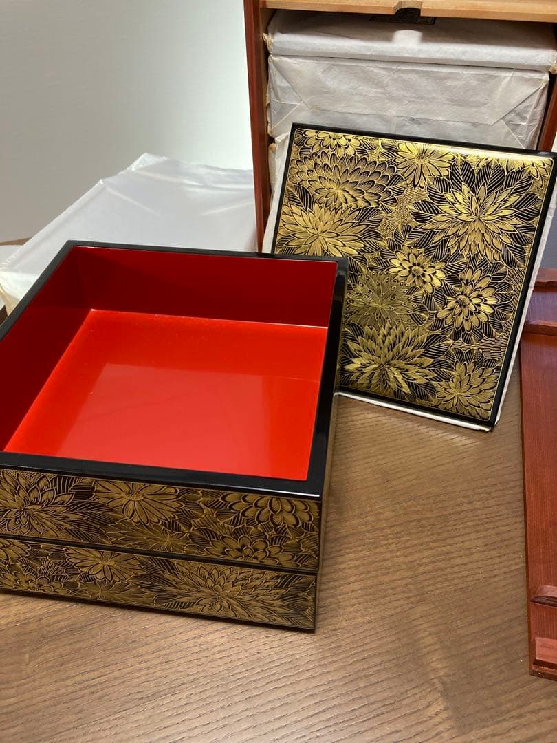 輪島塗　花柄五段重箱　木箱付き　最終値下