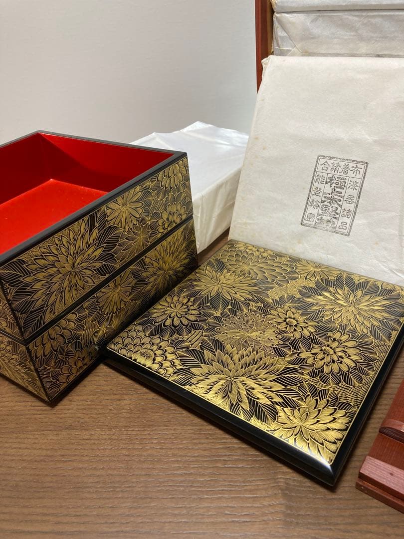 輪島塗　花柄五段重箱　木箱付き　最終値下