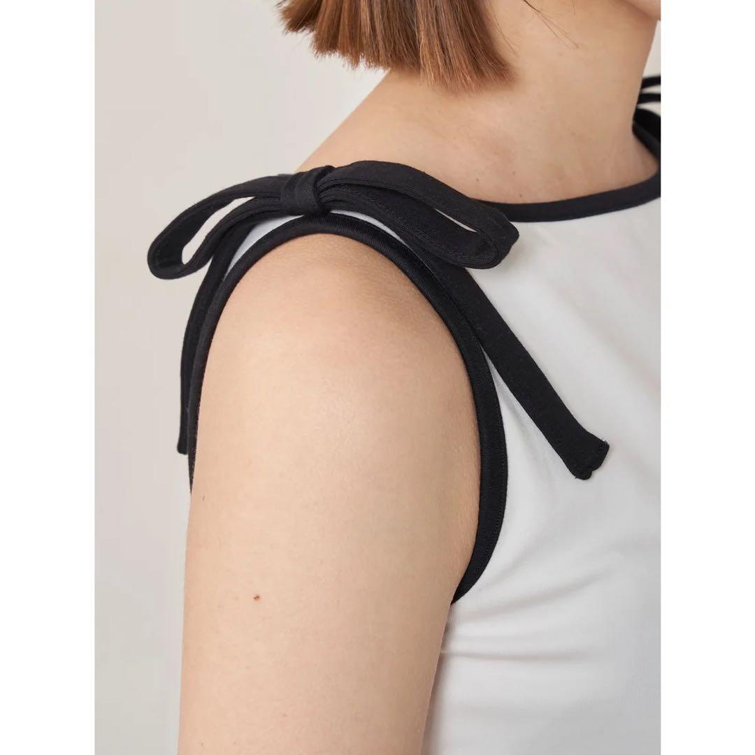 新品タグ ダーリッチ リボンDDロゴノースリトップス ホワイト