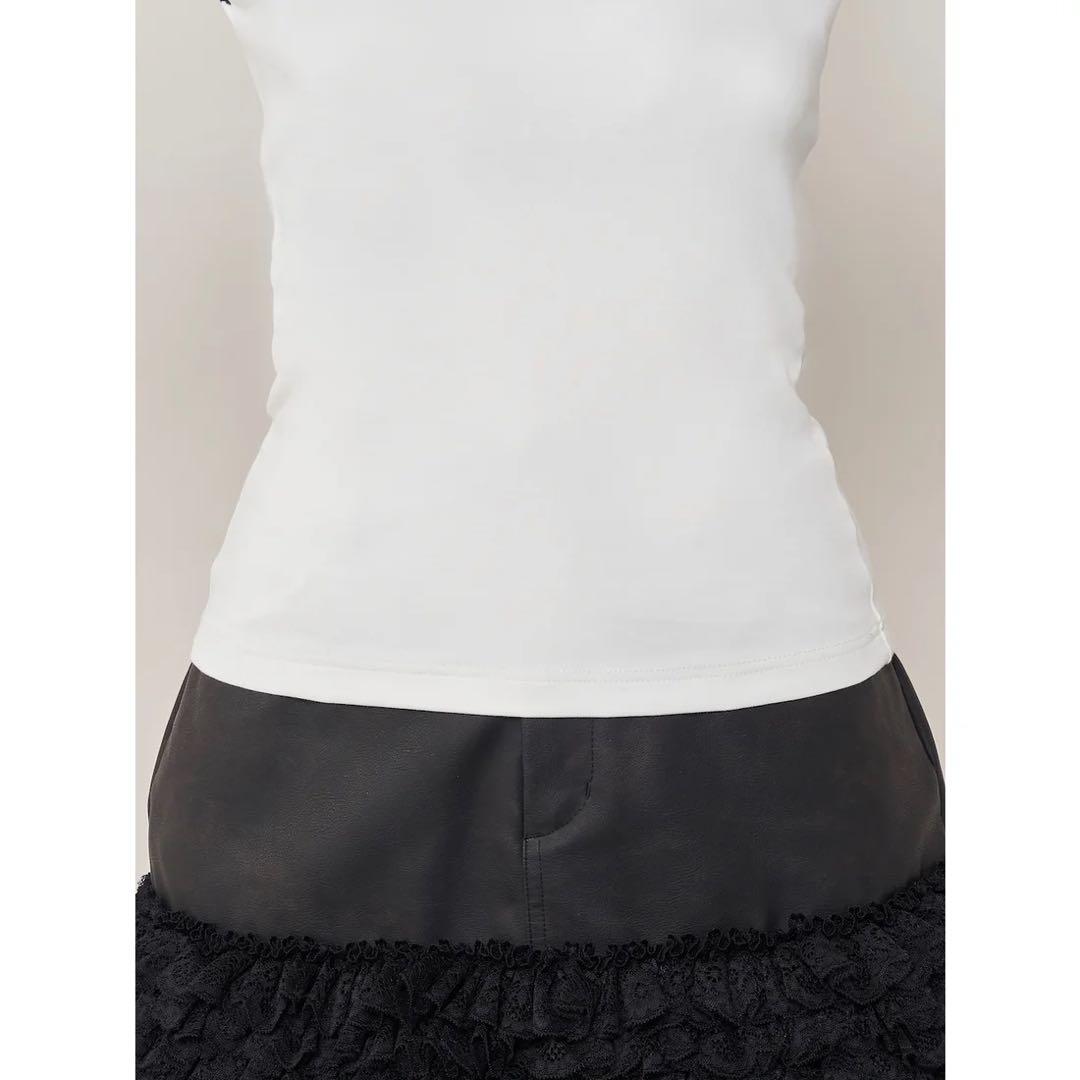 新品タグ ダーリッチ リボンDDロゴノースリトップス ホワイト