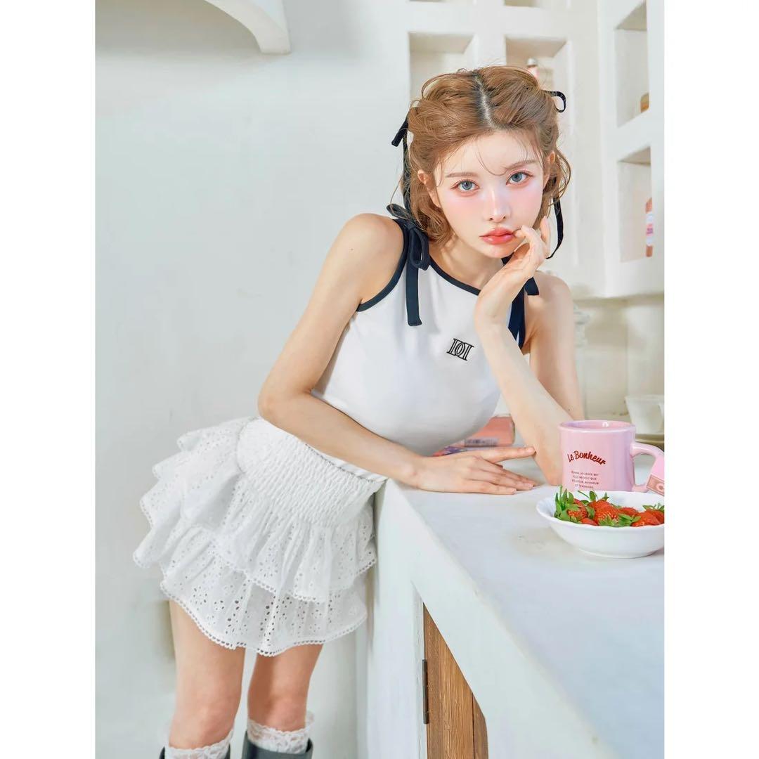 新品タグ ダーリッチ リボンDDロゴノースリトップス ホワイト