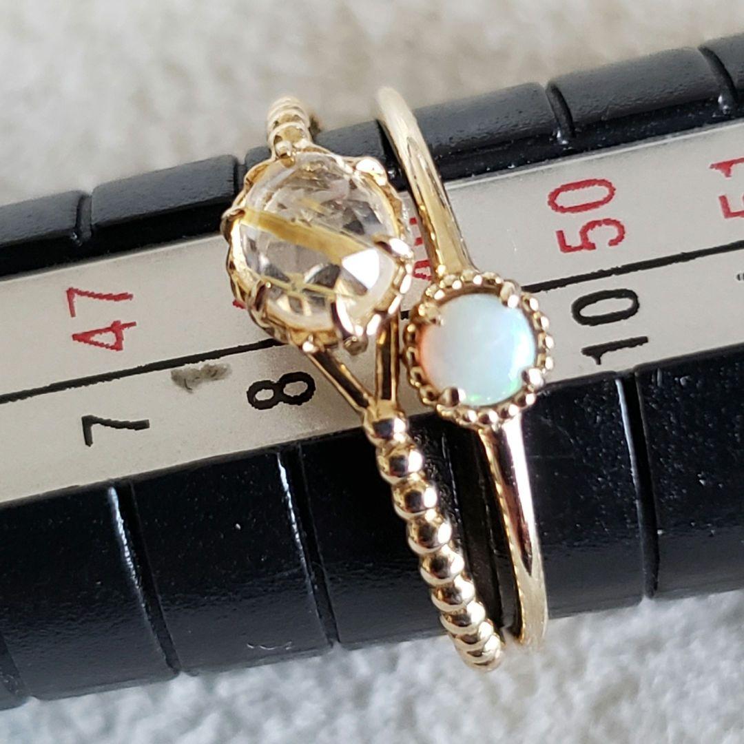 『エル』オパール♡9号【ノワールドプーペ】K10 虹色 ゴールドリング☆