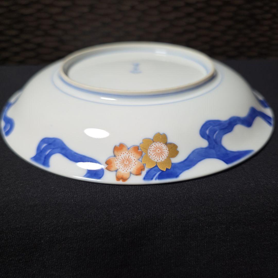 ご購入者様ご確認用　①深川製磁　希少　川に桜　中皿　18.5cm 　絵皿　1枚