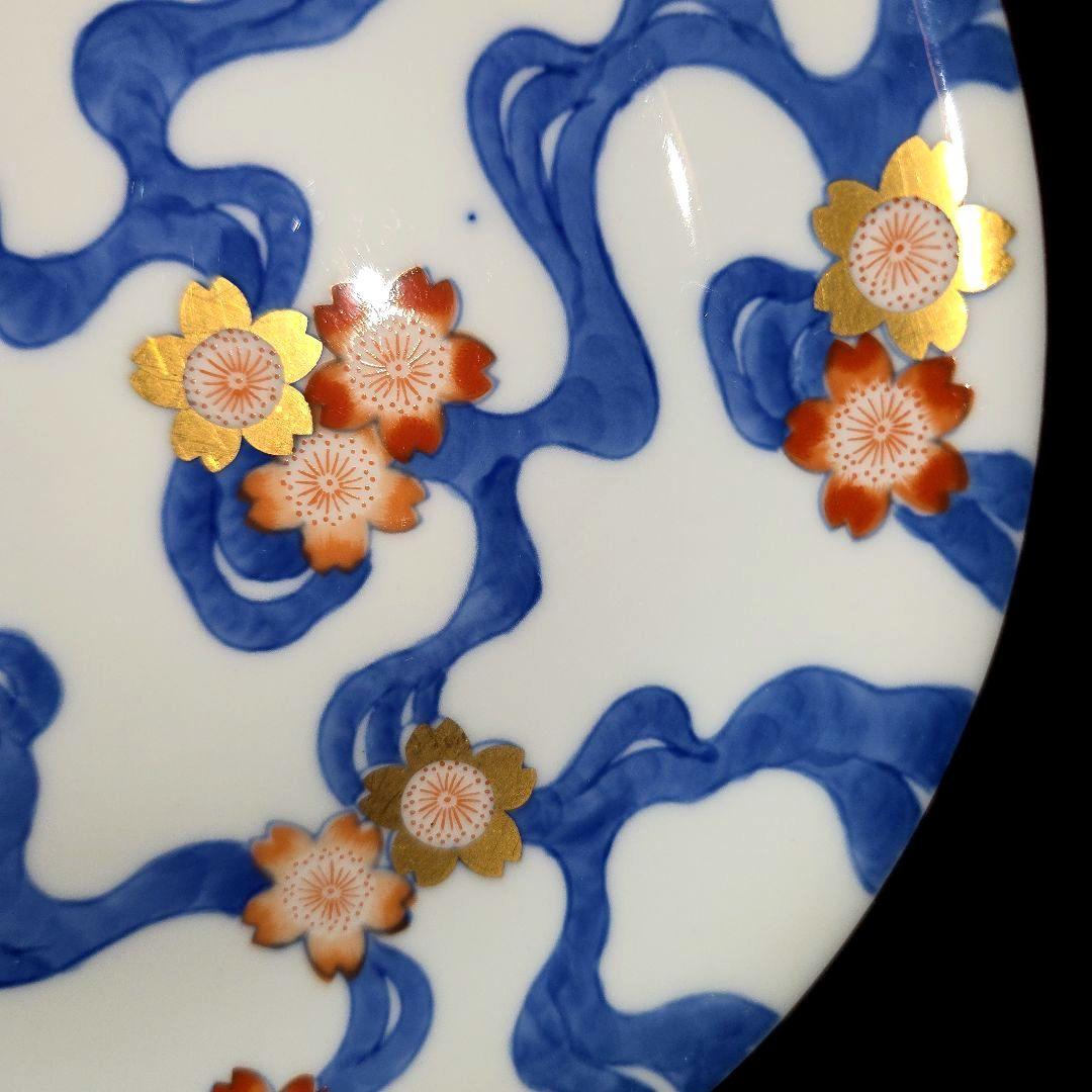 ご購入者様ご確認用　①深川製磁　希少　川に桜　中皿　18.5cm 　絵皿　1枚
