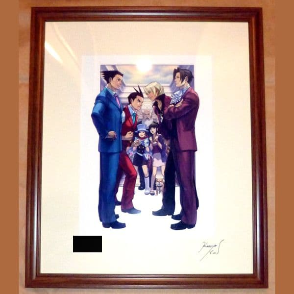 逆転裁判 特別法廷 直筆サイン入り額装グラフィックアート 2008　成歩堂　御剣