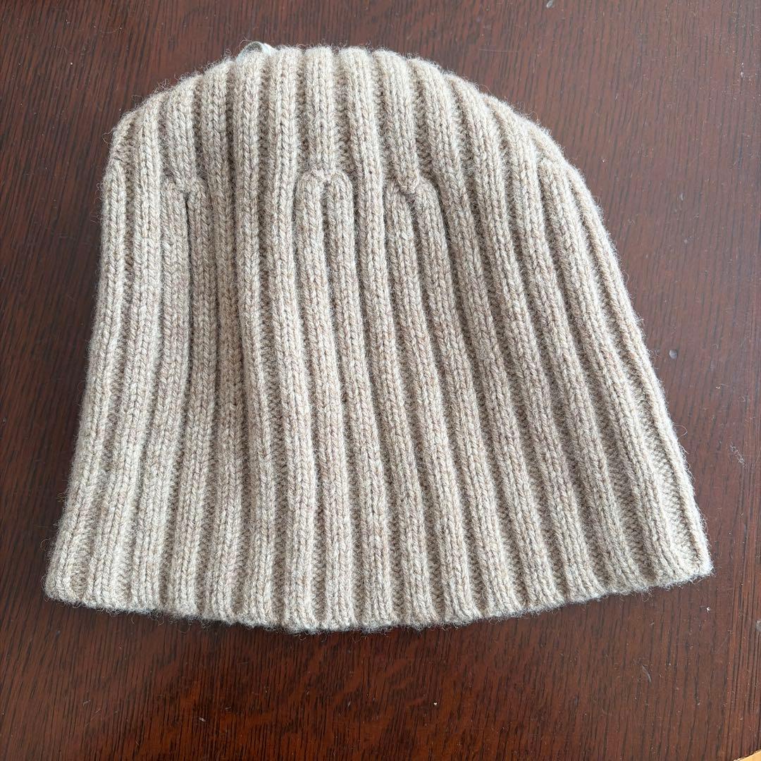 ★新品・タグ付き★アシーナニューヨーク　ニット帽　ベロアリボン　ウール　ベージュ