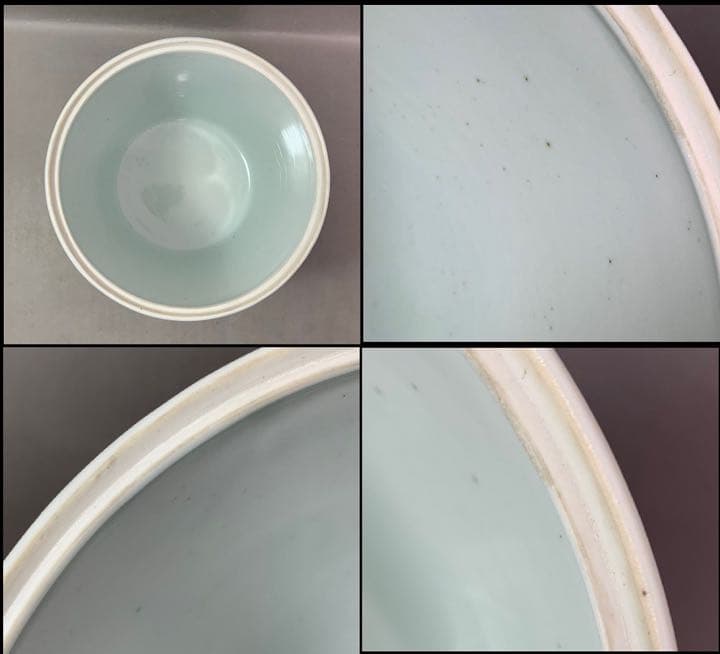 茶道具　膳所焼　陽炎園　雲堂写染付水指　淡々斎箱書