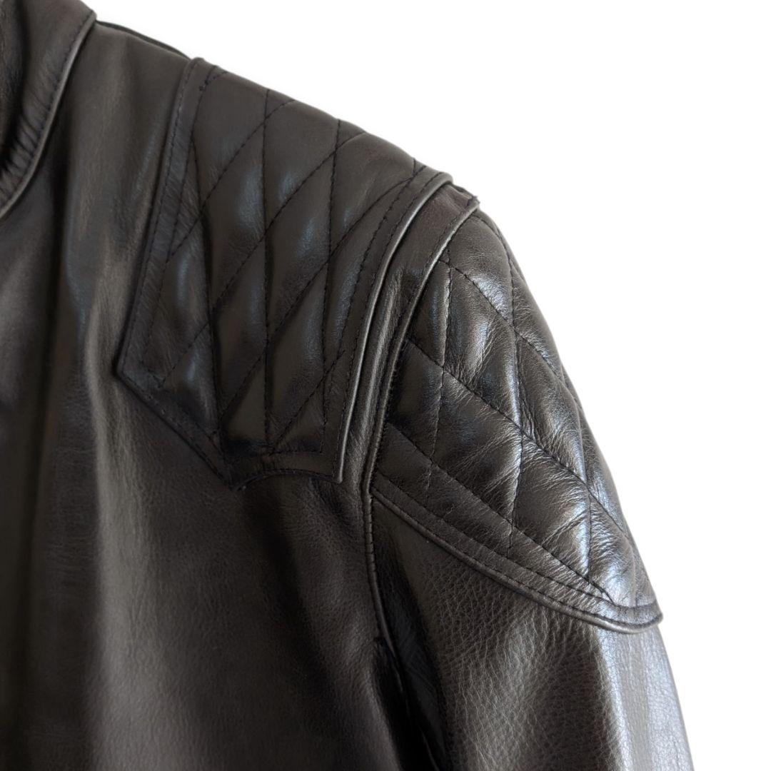 バークボックス 裏キルティング レザー ライダースジャケット 38 ブラック