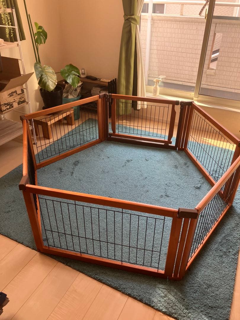 中古　Richell リッチェル ペット用 木製3WAYサークル 6面50H