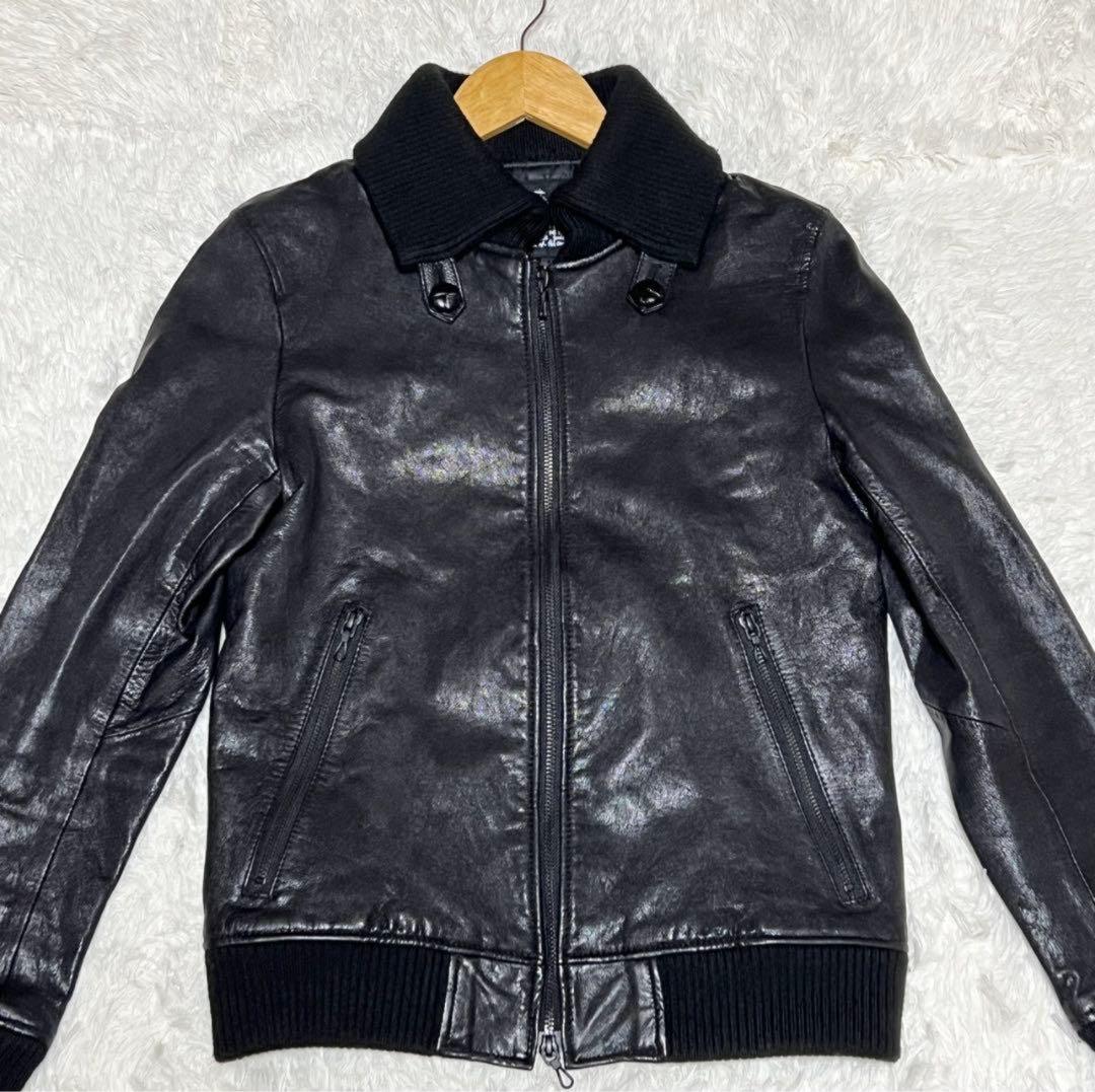 【美品】 ドンキーカラー WASHED レザージャケット ナノユニバース