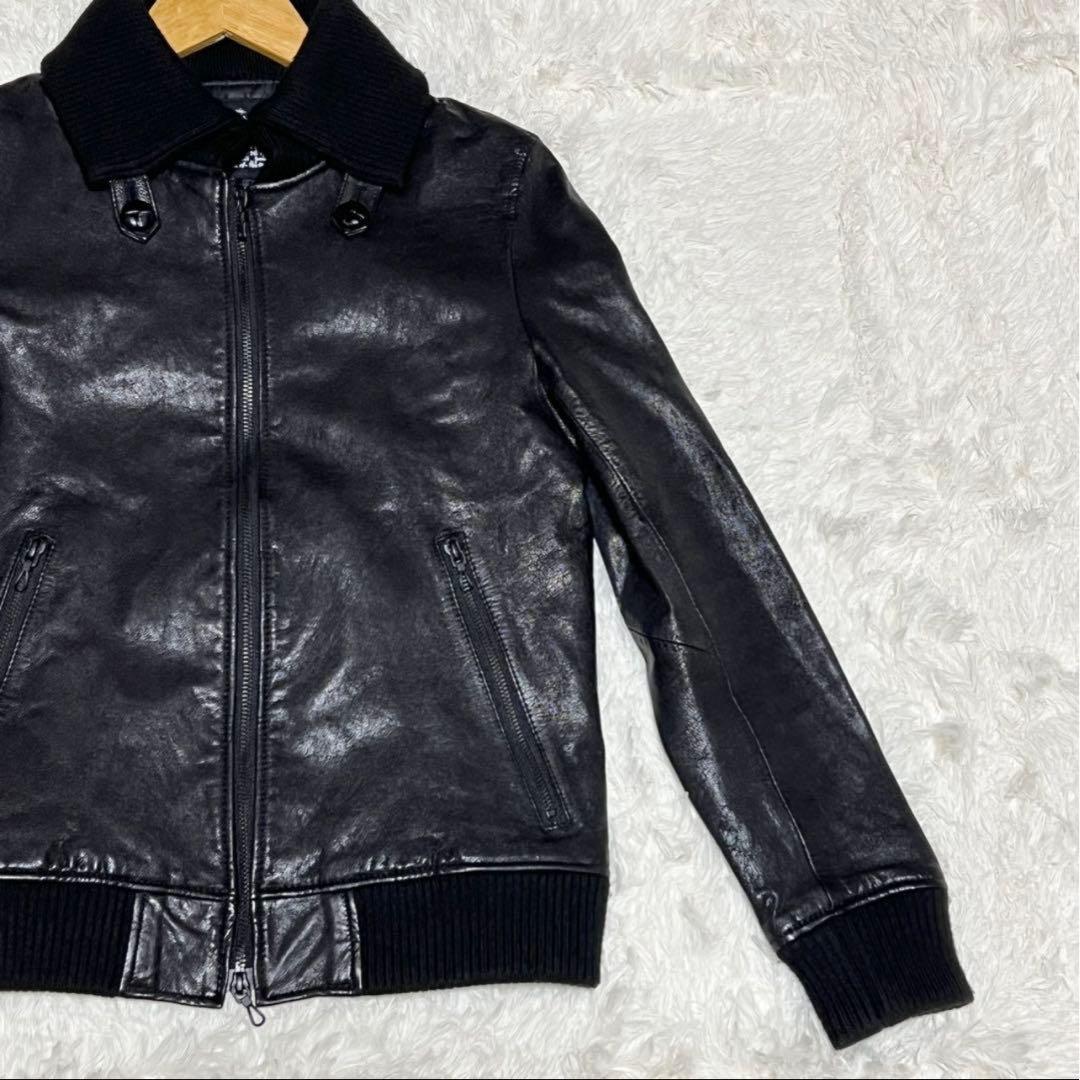 【美品】 ドンキーカラー WASHED レザージャケット ナノユニバース