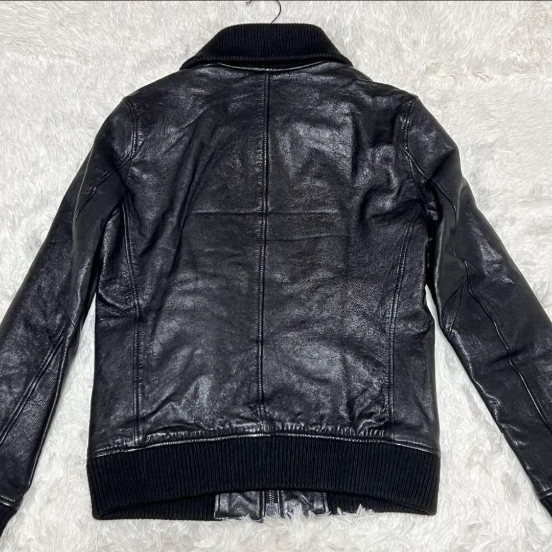 【美品】 ドンキーカラー WASHED レザージャケット ナノユニバース