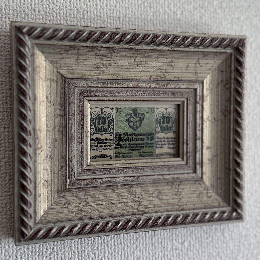 本物保証 アンティーク額装＋希少ノートゲルト2点 ドイツ~静謐と躍動の歴史~