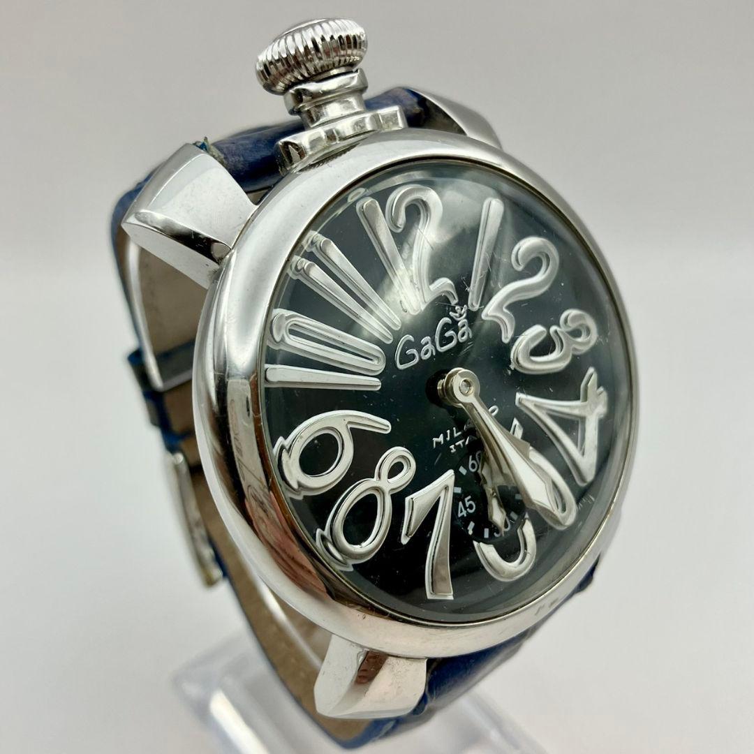 【稼働品】GAGAMILANO ガガミラノ 腕時計 手巻き式 マヌアーレ48 黒