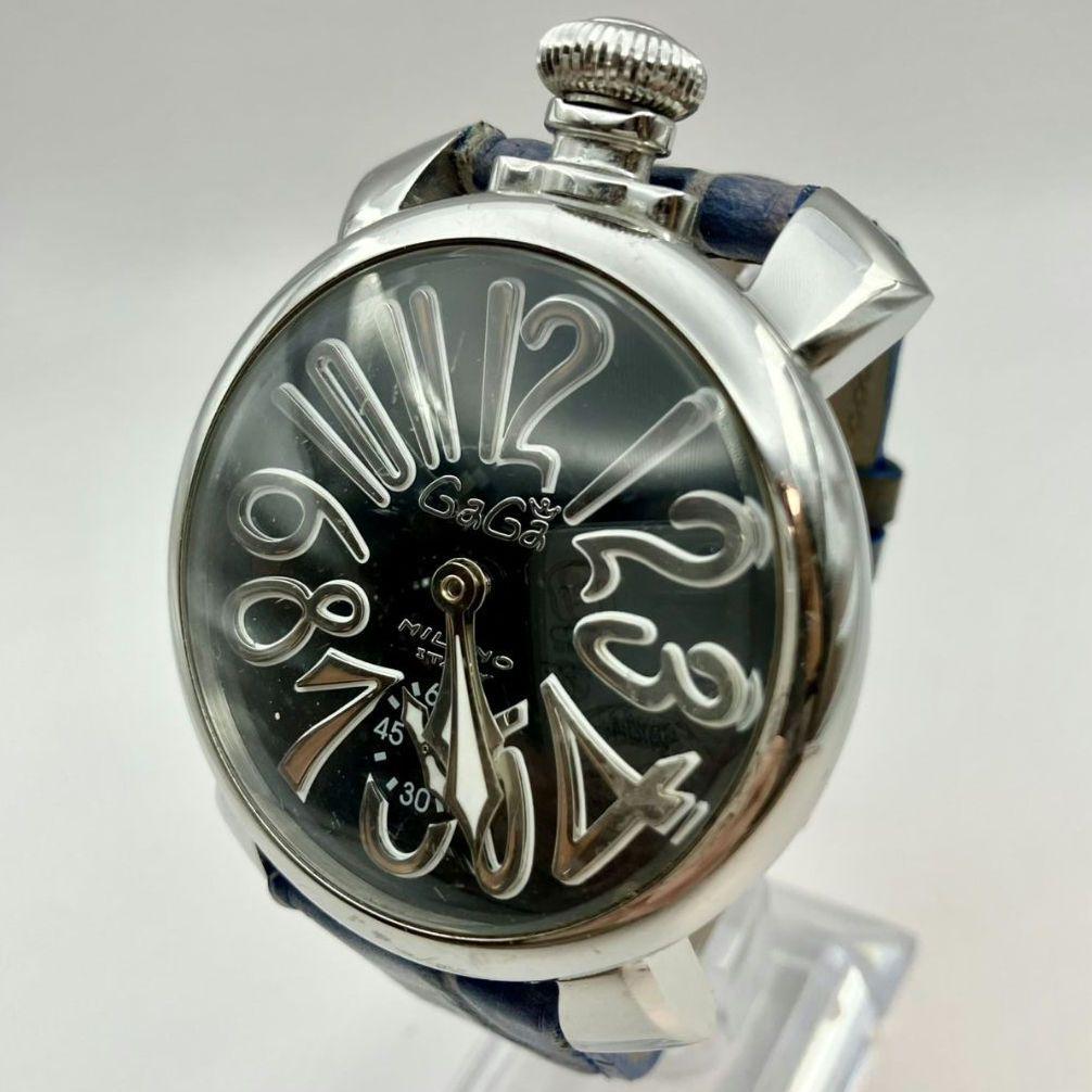 【稼働品】GAGAMILANO ガガミラノ 腕時計 手巻き式 マヌアーレ48 黒