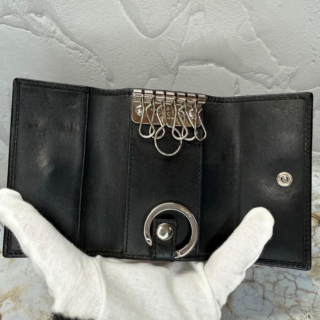 ★GUCCI★グッチ　ブラック PVCレザー キーケース