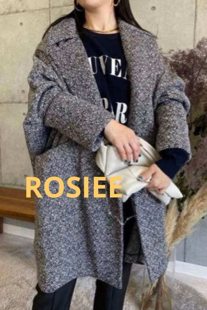 【お値下げ】♡ROSIEE ロージー♡軽量裏起毛ヘリンボーン　コクーンコート