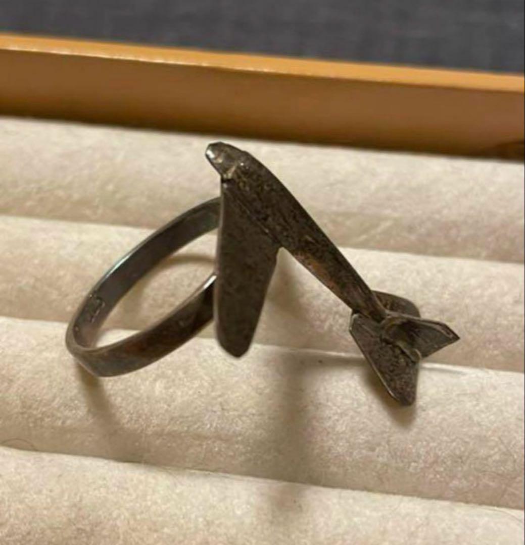 フランス　アンティーク　シルバー９２５　飛行機　リング　長期保存、現状