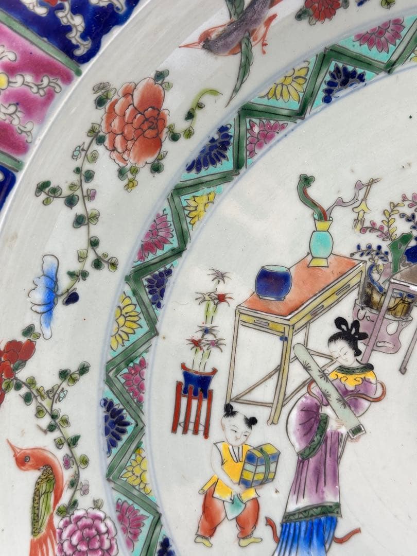 粉彩大皿 康熙辛亥中和堂製 大皿 時代物 骨董品 中國古美術 清時代 置物