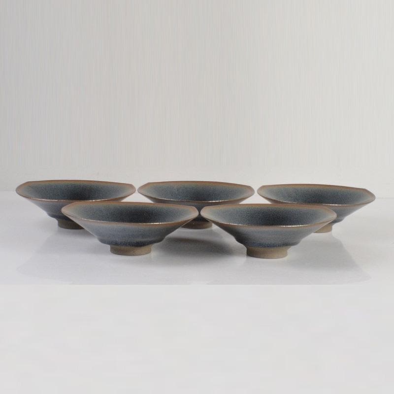 茶道具　松林 廣作　天目三稜組鉢　5客　共箱　M　R6785