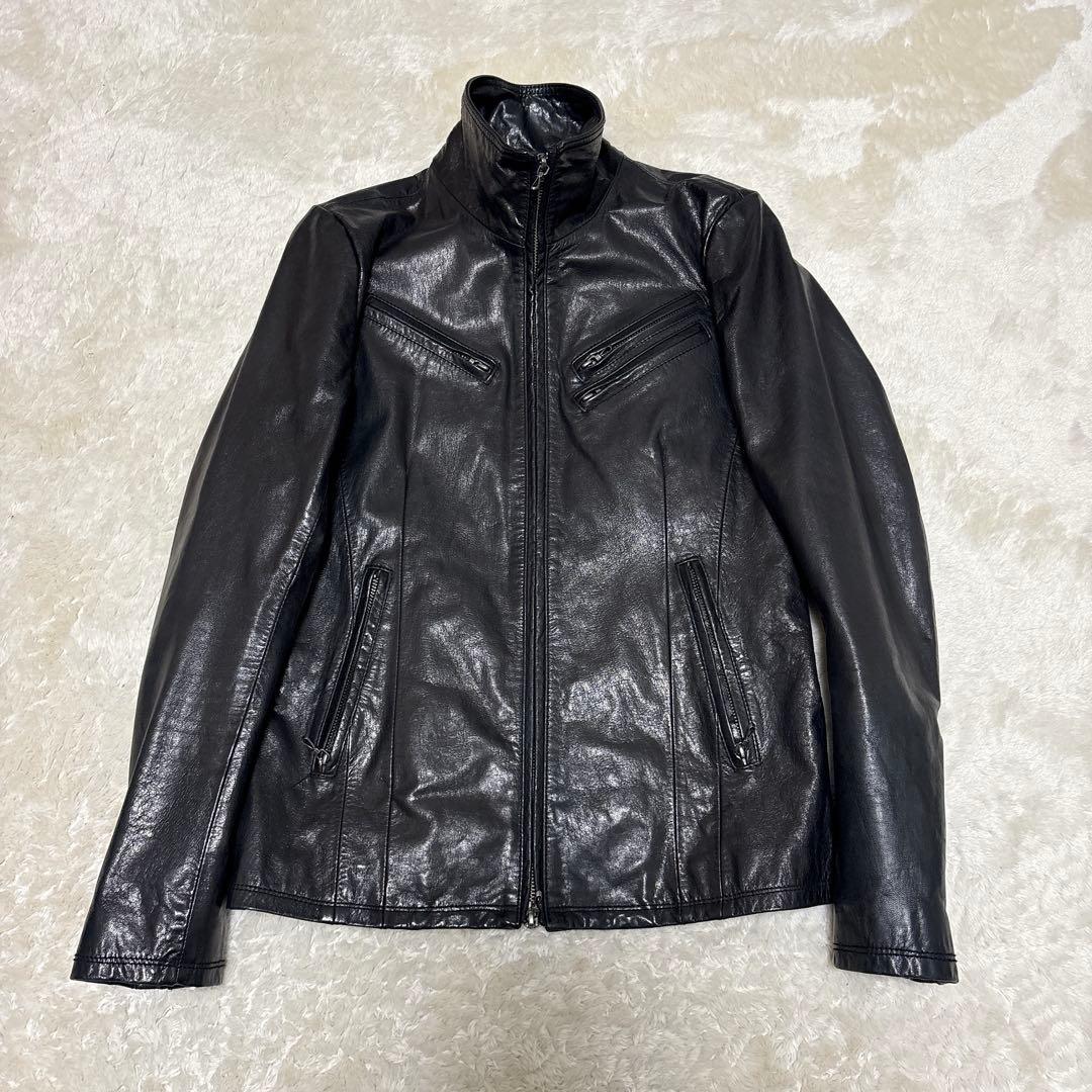 美品 FUGA 光沢 leather jacket 平成 y2k V系 46 L